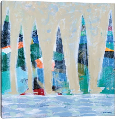 Dozen Colorful Boats Square I Canvas Art Print