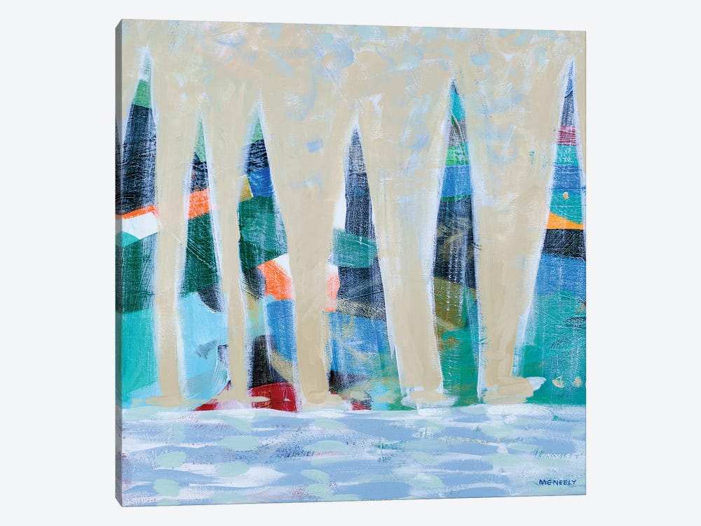 Dozen Colorful Boats Square I by Dan Meneely 1-piece Canvas Print