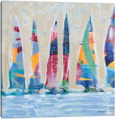 Dozen Colorful Boats Square II Canvas Art Print