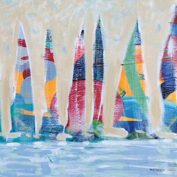 Sailboats: Dozen Colorful Boats Square II by Dan Meneely