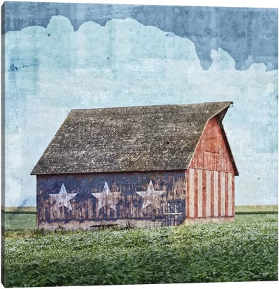 American Barn Canvas Art Print - American Flag Art