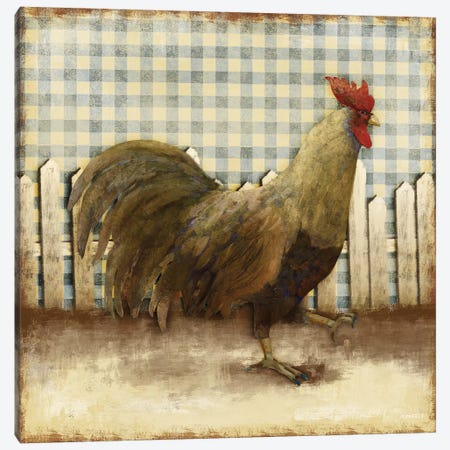 Rooster on Damask I Canvas Print #DAM26} by Dan Meneely Canvas Artwork