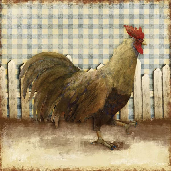 Chickens & Roosters: Rooster on Damask I by Dan Meneely