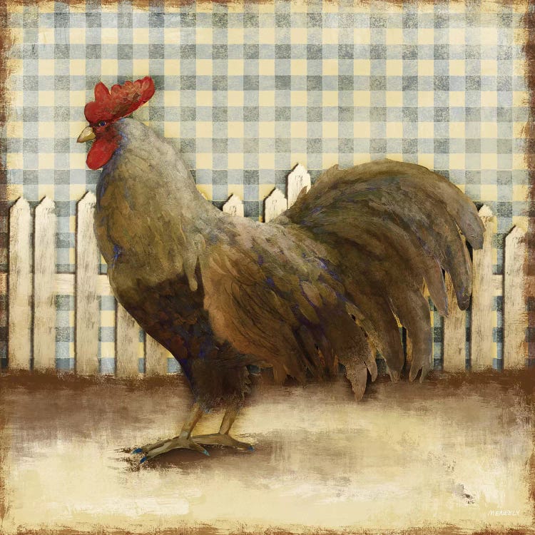 Rooster on Damask II by Dan Meneely canvas print