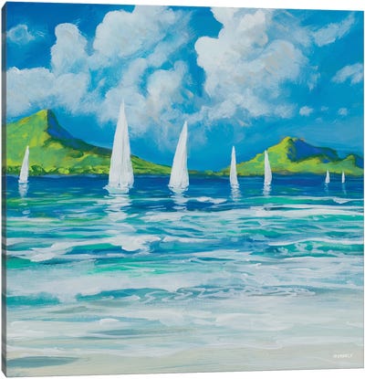 Sail Away Beach I Canvas Art Print - Sea & Sky