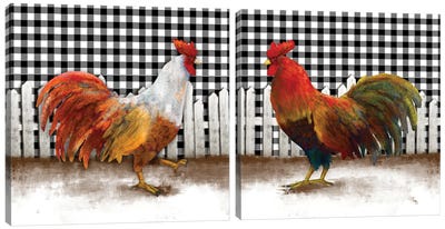 Morning Rooster Diptych Canvas Art Print