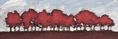 Tree Row Sunset In Red by Dan Meneely multi panel art
