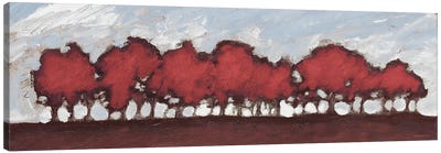 Tree Row Sunset In Red Canvas Art Print