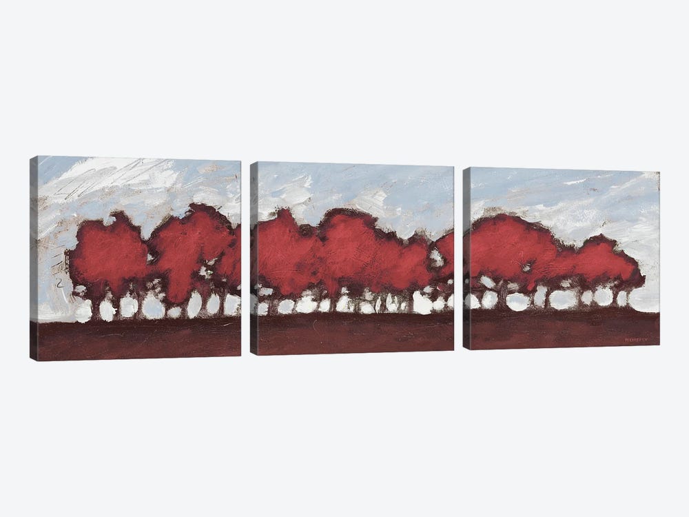 Tree Row Sunset In Red by Dan Meneely 3-piece Canvas Wall Art