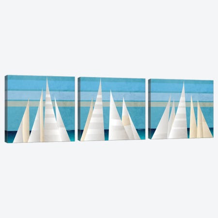 Main Sail Harbor Triptych Canvas Print Set #DAM3HSET001} by Dan Meneely Canvas Artwork