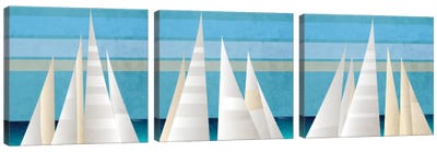 Main Sail Harbor Triptych Canvas Art Print