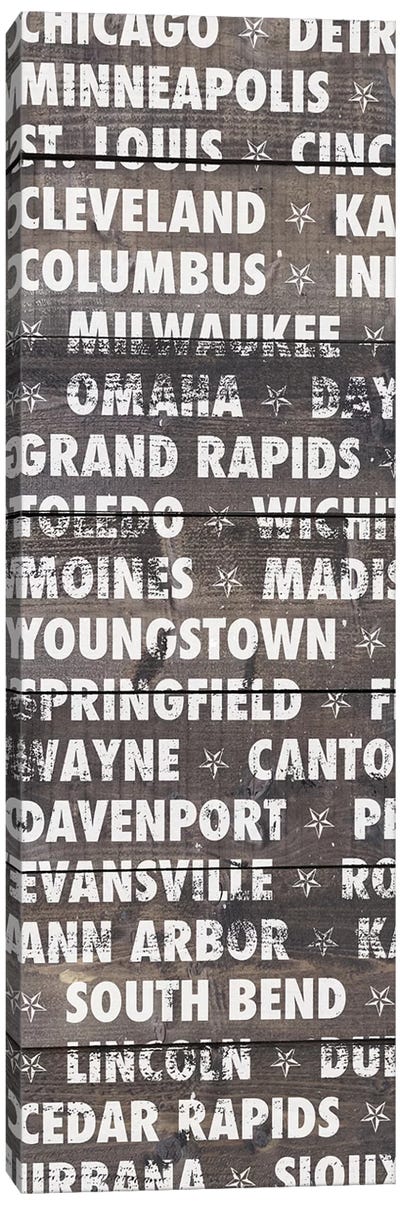 Midwest Wood Type Canvas Art Print