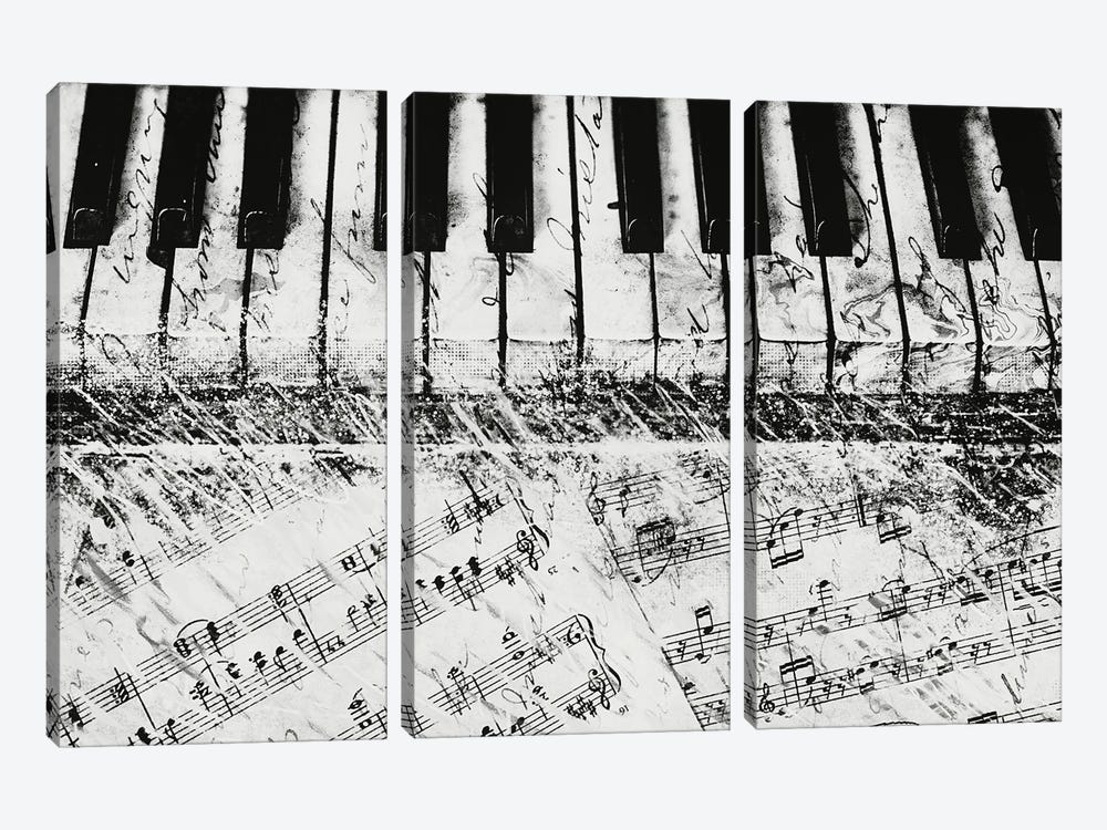 Black & White Piano Keys by Dan Meneely 3-piece Canvas Print