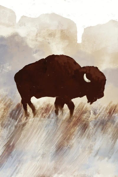 Bison & Buffaloes: Buffalo Sunset Hill I by Dan Meneely