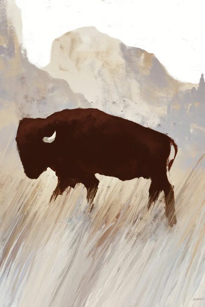 Bison & Buffaloes: Buffalo Sunset Hill II by Dan Meneely
