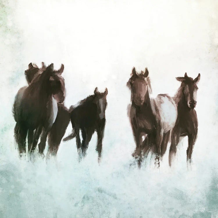 Horses Running through the Surf