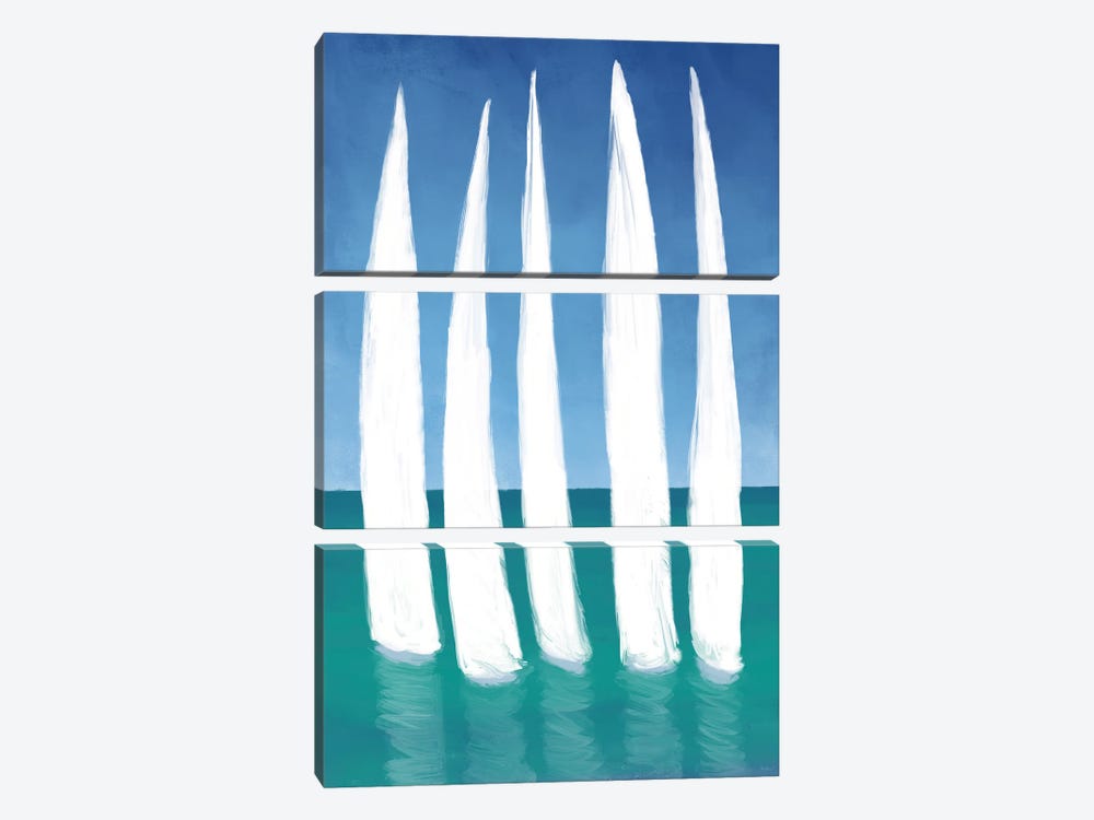 Tall Sailing Boats by Dan Meneely 3-piece Canvas Artwork