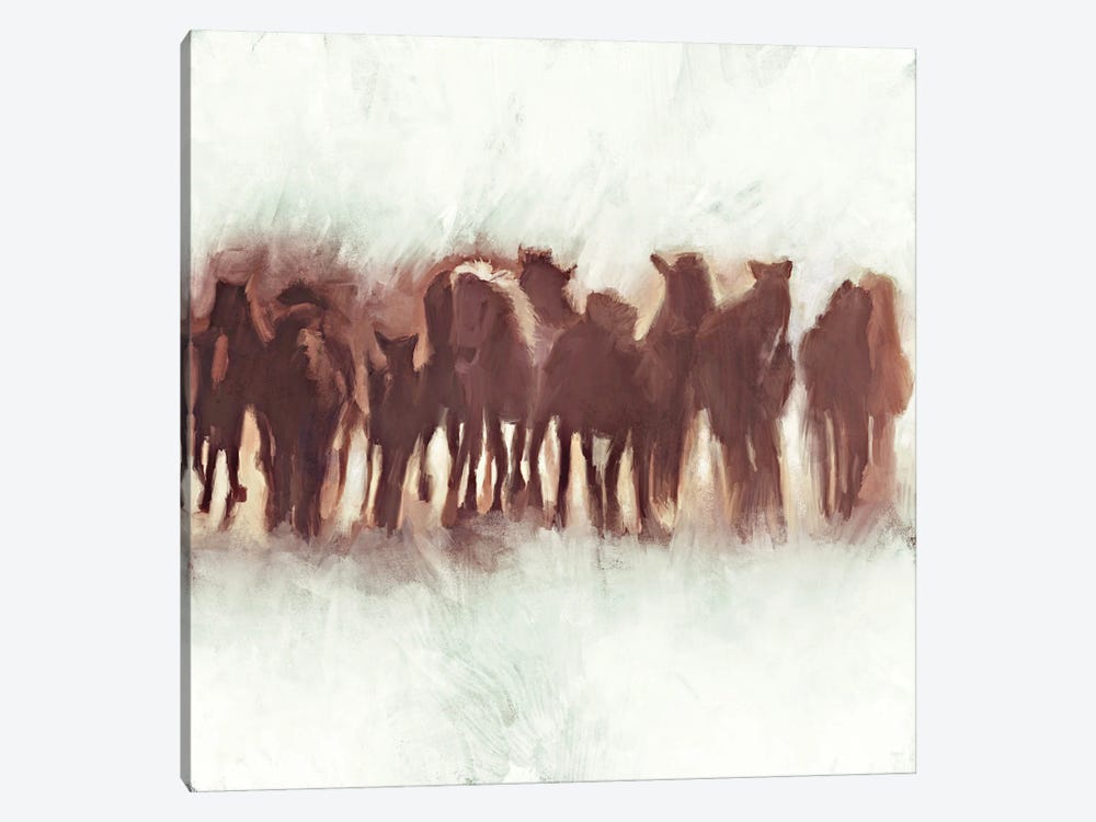 Team of Brown Horses Running by Dan Meneely 1-piece Art Print