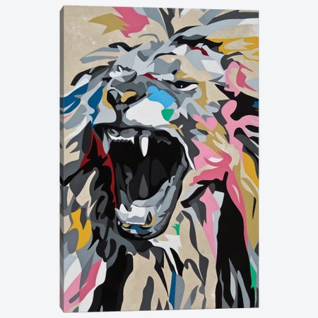 Roaring Lion Canvas Print #DAS31} by DAAS Canvas Wall Art