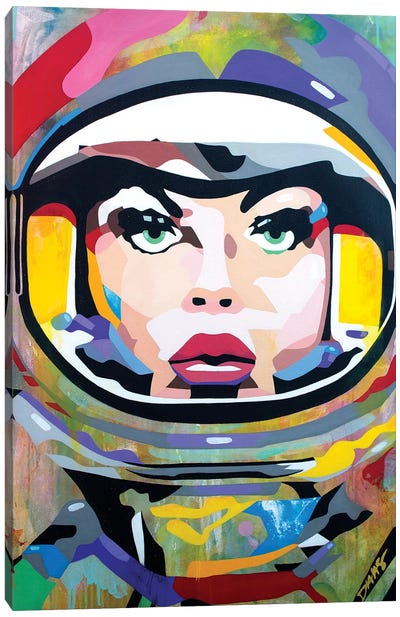 Space Girl Canvas Art Print - Astronaut Art