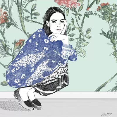 Crouching by Amber Day framed canvas print