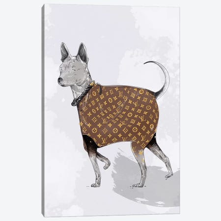 Elizaveta Molchanova Canvas Art Prints - Corgi in Hat and LV Bag ( Animals > Dogs > Corgis art) - 37x37 in