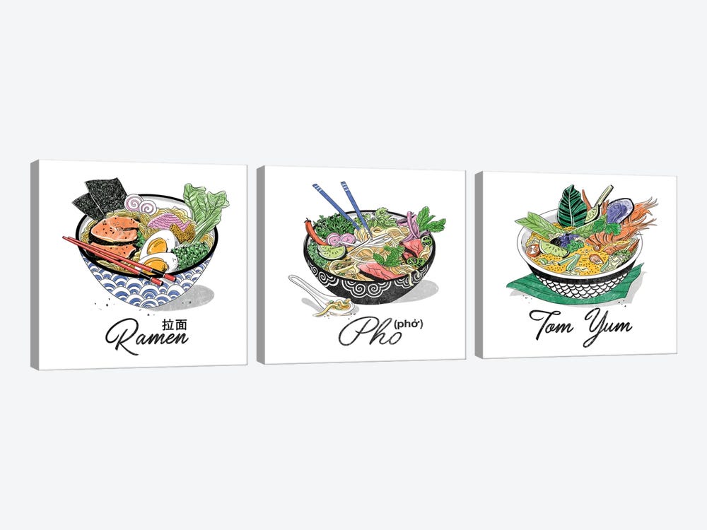 Pho Triptych by Amber Day 3-piece Canvas Art