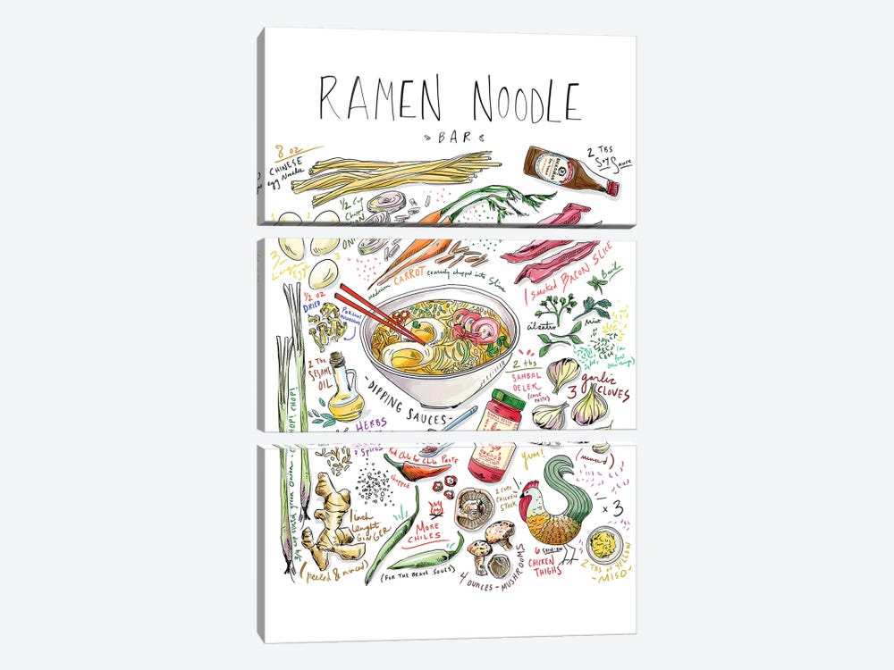 Ramen Noodle Bar by Amber Day 3-piece Canvas Art