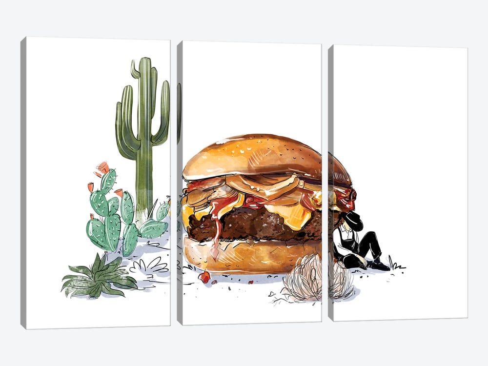 Southwest Burger by Amber Day 3-piece Canvas Art Print