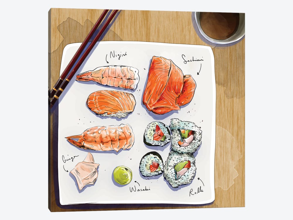 Sushi by Amber Day 1-piece Canvas Art Print