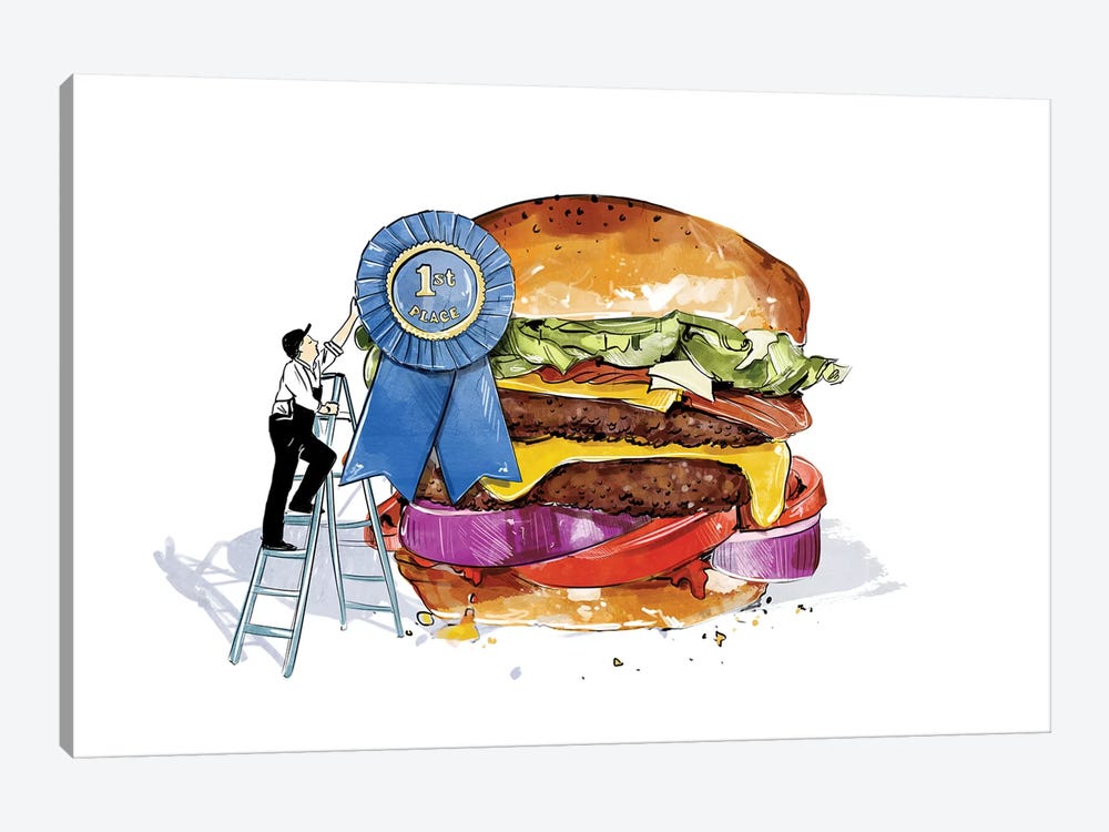Blue Ribbon Burger by Amber Day 1-piece Art Print