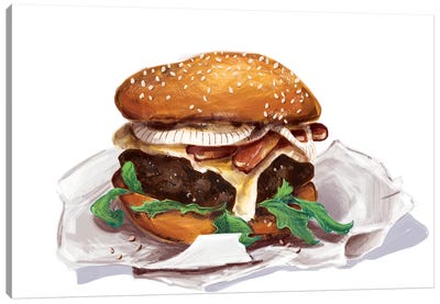 Bacon Burger Canvas Art Print - American Cuisine Art