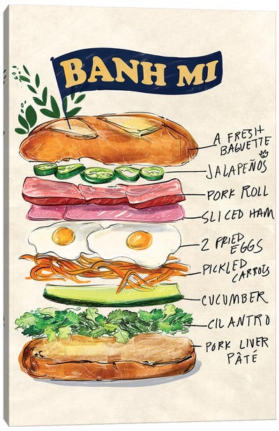Bahn Mi Canvas Art Print - Sandwich Art