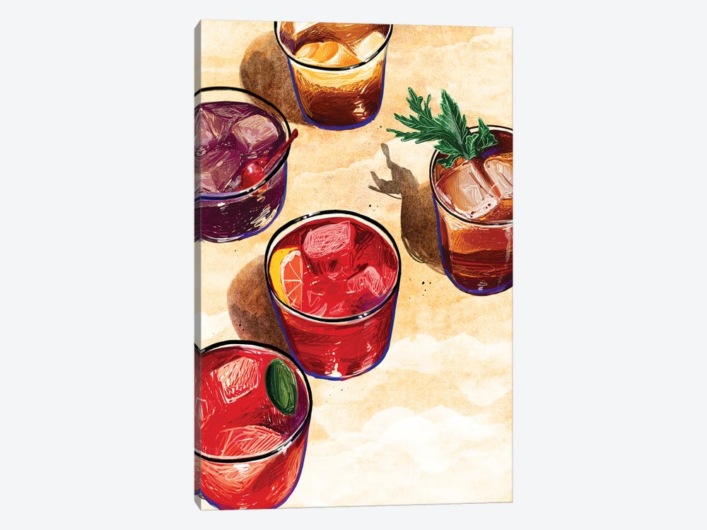 Cocktails by Amber Day 1-piece Canvas Art Print