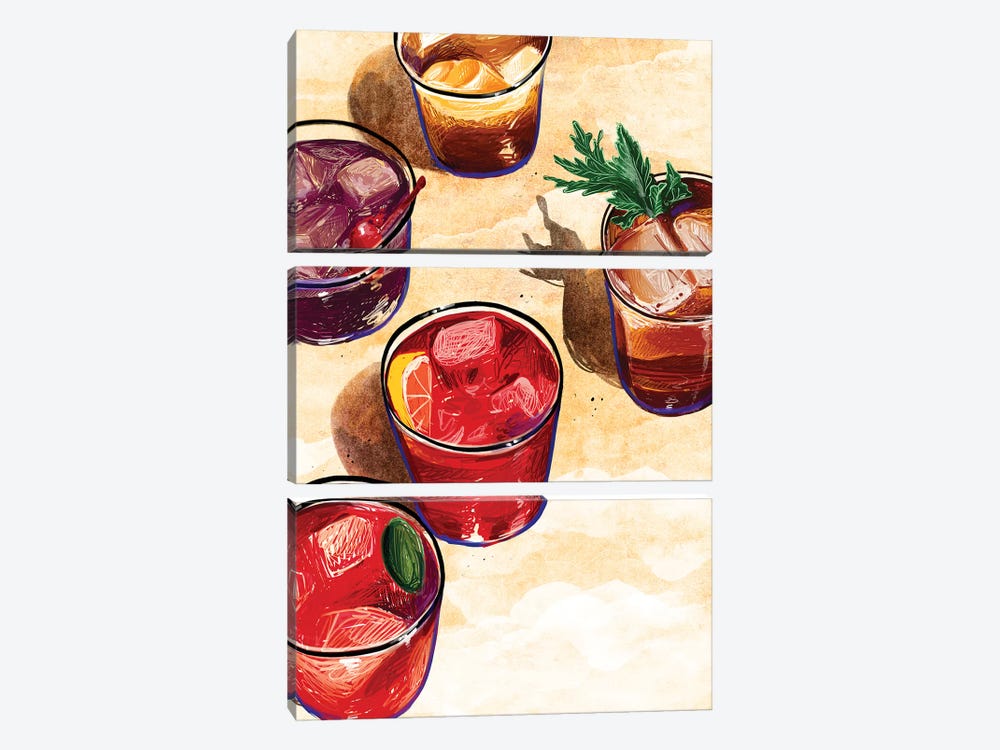 Cocktails by Amber Day 3-piece Art Print