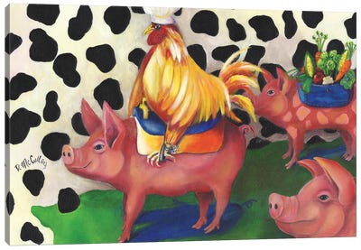 Free Range Rider Canvas Art Print - Pig Art