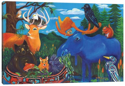 Northwest Menagerie Canvas Art Print - Moose Art