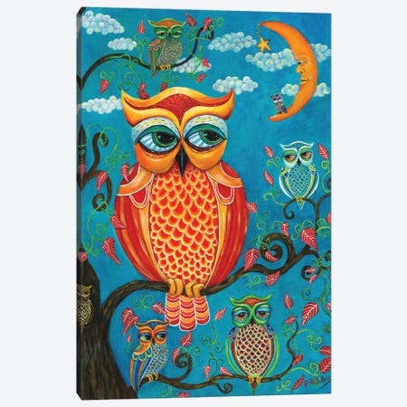 Owl At The Moon Canvas Print by Debbie McCulley | iCanvas