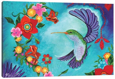 Flamenco In Flight Canvas Art Print - Debbie McCulley
