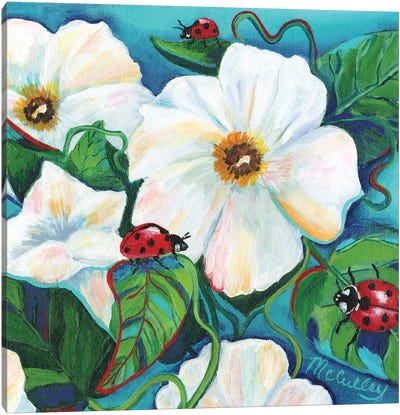 Three Times A Ladybug Canvas Art Print - Debbie McCulley