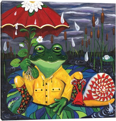 Cloudy With A Chance Of Snails Canvas Art Print - Frog Art