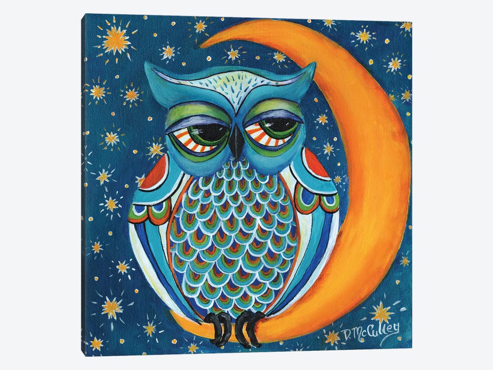 Owl At The Moon Canvas Print by Debbie McCulley | iCanvas