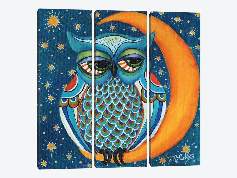 Owl At The Moon by Debbie McCulley 3-piece Canvas Art
