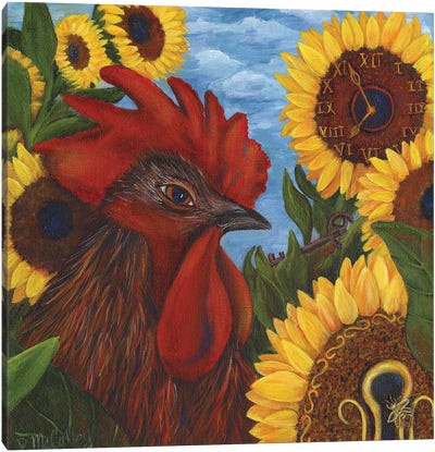 Secrets Of The Garden Rooster Canvas Art Print - Debbie McCulley