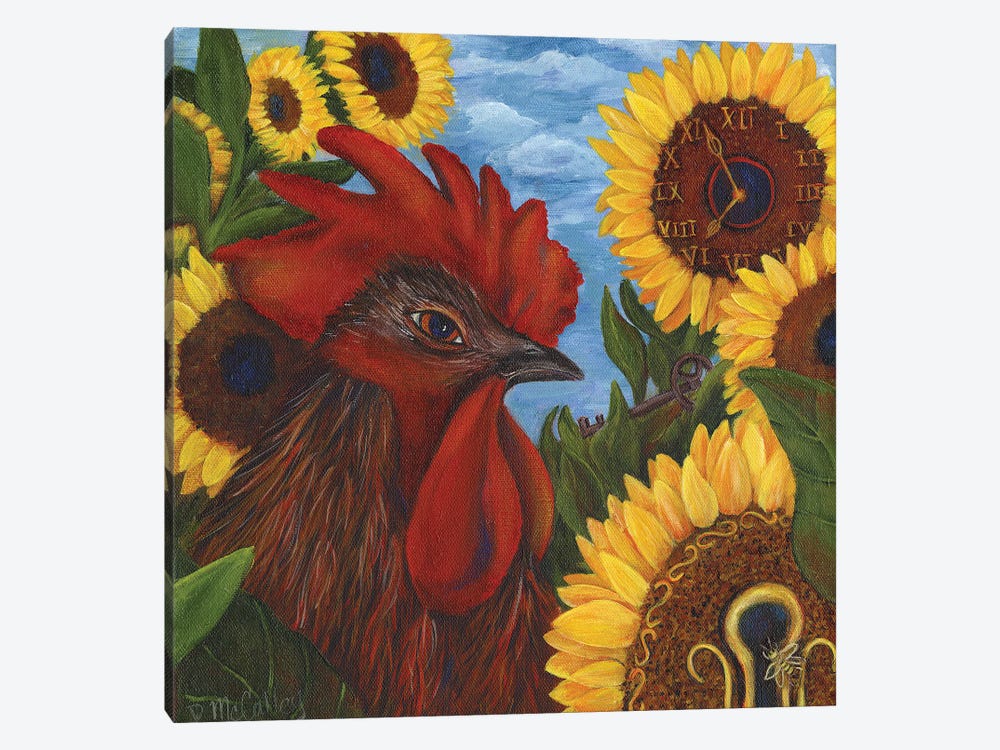Secrets Of The Garden Rooster by Debbie McCulley 1-piece Canvas Wall Art