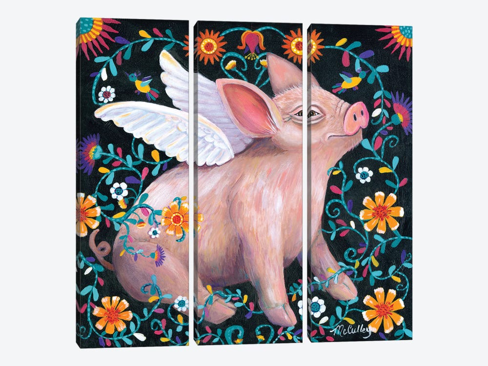 Swine Flew by Debbie McCulley 3-piece Canvas Print
