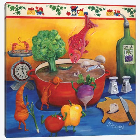 Souper Snapper And The Stew Crew Canvas Print #DBB75} by Debbie McCulley Canvas Art