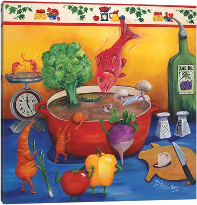 Souper Snapper And The Stew Crew Canvas Art Print - Debbie McCulley