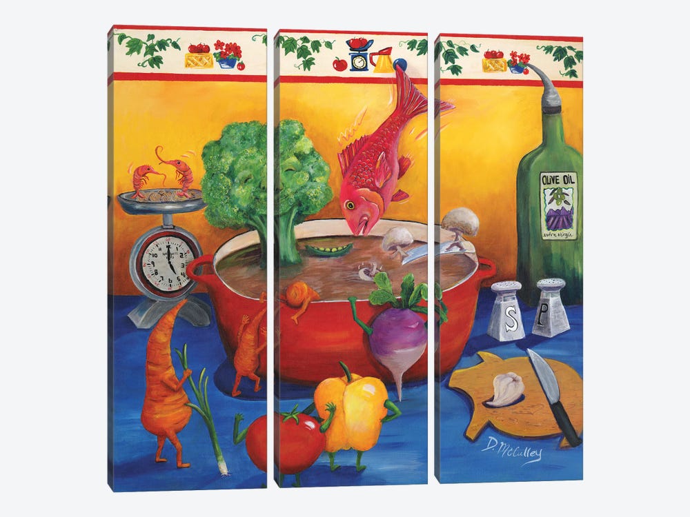 Souper Snapper And The Stew Crew by Debbie McCulley 3-piece Canvas Artwork
