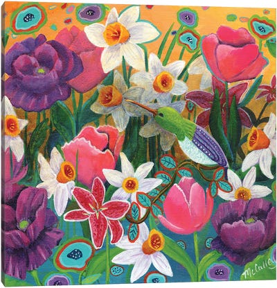 Hummin Along Canvas Art Print - Daffodil Art